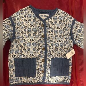 Old Navy Blue Floral Button-Up Top